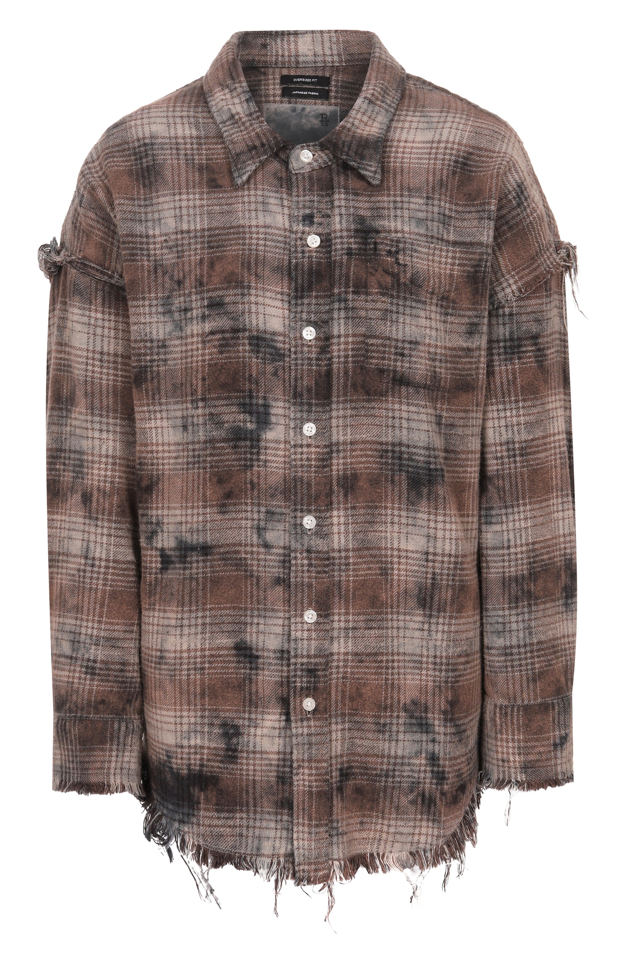 Хлопковая рубашка R13 серого цвета по цене 75900 руб., арт. R13WR075-R684B_001, фото 1 Хлопковая рубашка R13, арт. R13WR075-R684B_001, фото 1