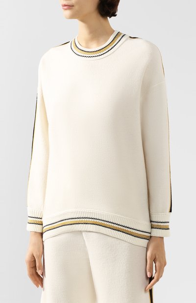 Шерстяной свитшот ERMANNO SCERVINO белого цвета по цене 38600 руб., арт. D354L601PWJ, фото 3 Шерстяной свитшот ERMANNO SCERVINO, арт. D354L601PWJ, фото 3
