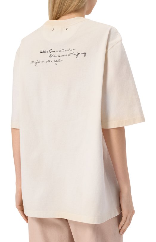Хлопковая футболка Golden Goose Deluxe Brand GUP01873.P001874 Кремовый  GUP01873.P001874 Фото 4