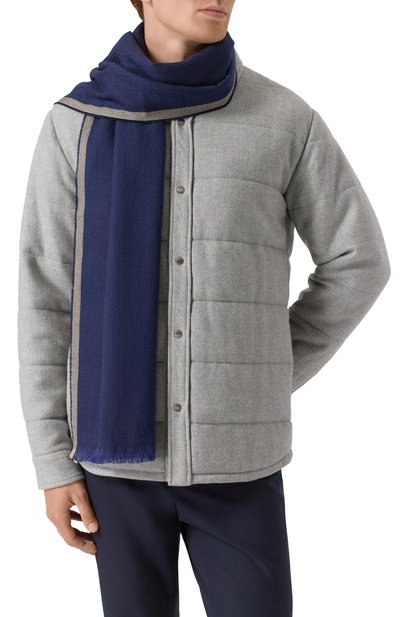 Шарф из шерсти и кашемира BRUNELLO CUCINELLI синего цвета по цене 62050 руб., арт. MSC6650R, фото 2 Шарф из шерсти и кашемира BRUNELLO CUCINELLI, арт. MSC6650R, фото 2