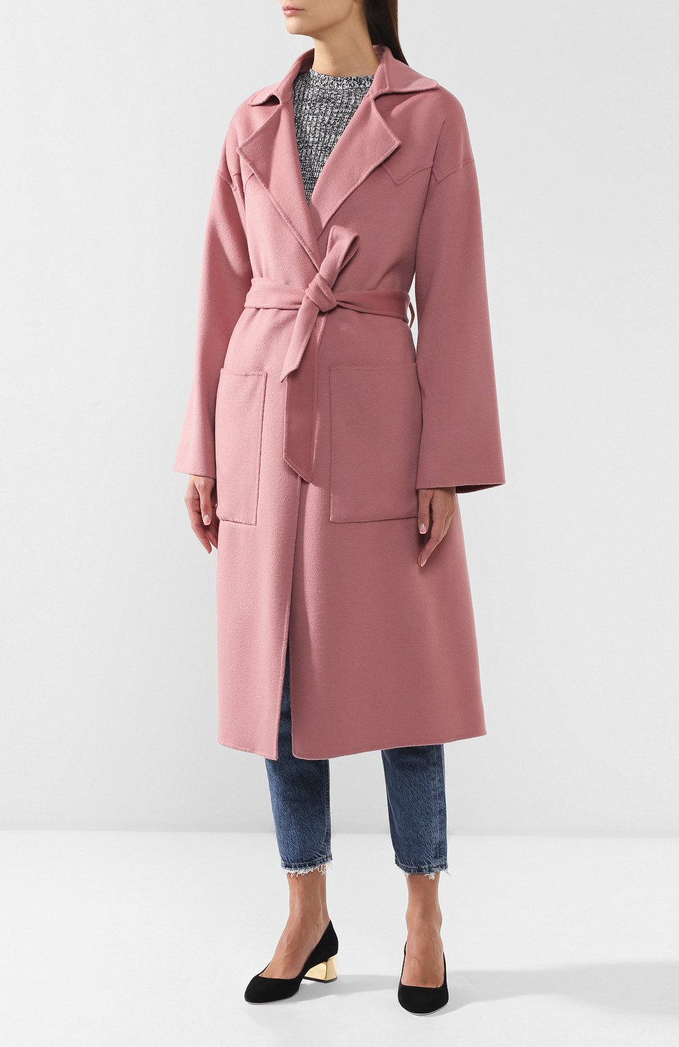 Пальто из смеси шерсти и шелка NANUSHKA, арт. ALAM0_DUSTY PINK_D0UBLE W00L, фото 3