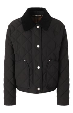 Женская куртка BURBERRY черного цвета, арт. 8096025 | Фото 1 (Длина (верхняя одежда): Короткие; Материал сплава: Проставлено; Драгоценные камни: Проставлено; Рукава: Длинные; Материал подклада: Хлопок; Стили: Кэжуэл; Кросс-КТ: Легкие, Куртка; Материал внешний: Синтетический материал)