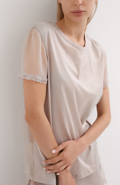 Футболка из хлопка и шелка LA PERLA хаки цвета по цене 25900 руб., арт. 0046530, фото 3 Футболка из хлопка и шелка LA PERLA, арт. 0046530, фото 3