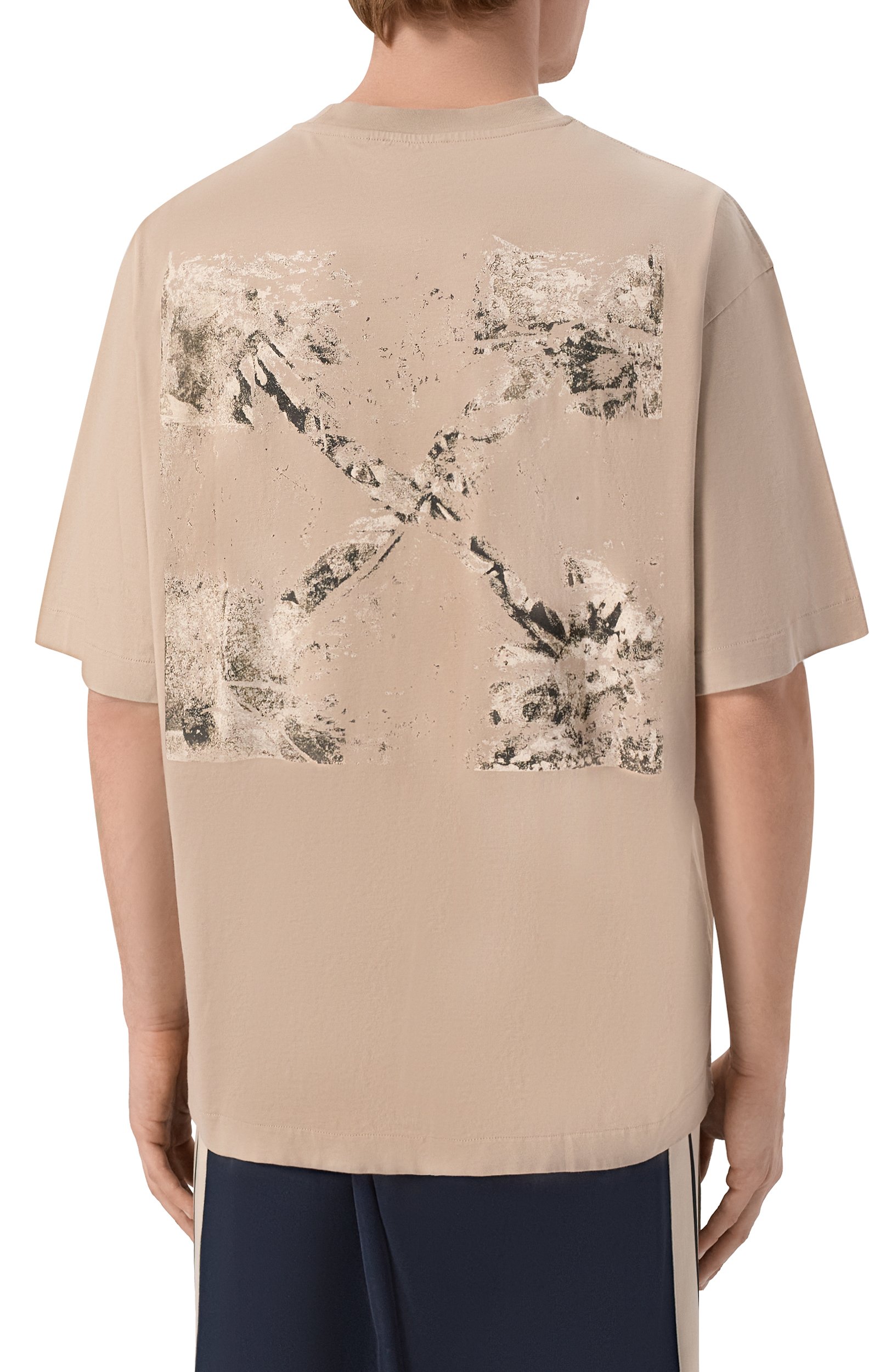 Хлопковая футболка OFF-WHITE бежевого цвета по цене 46850 руб., арт. 0MAA120F26JER00D0, фото 4 Хлопковая футболка OFF-WHITE, арт. 0MAA120F26JER00D0, фото 4