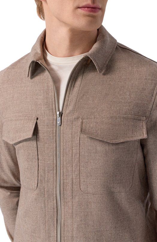 Куртка-рубашка из шерсти и кашемира Marco Pescarolo URUS/5229 Бежевый  URUS/5229 Фото 5