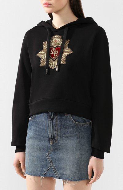 Хлопковое худи DOLCE & GABBANA черного цвета по цене 125500 руб., арт. F9H75Z/G7VVS, фото 3 Хлопковое худи DOLCE & GABBANA, арт. F9H75Z/G7VVS, фото 3