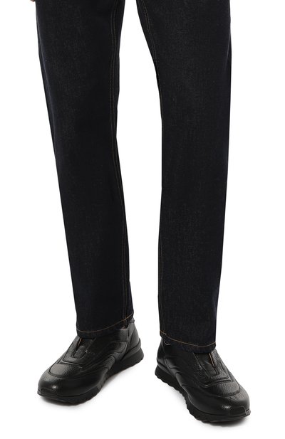 Кожаные кроссовки KITON черного цвета по цене 115500 руб., арт. USSFREEN00126, фото 3 Кожаные кроссовки KITON, арт. USSFREEN00126, фото 3