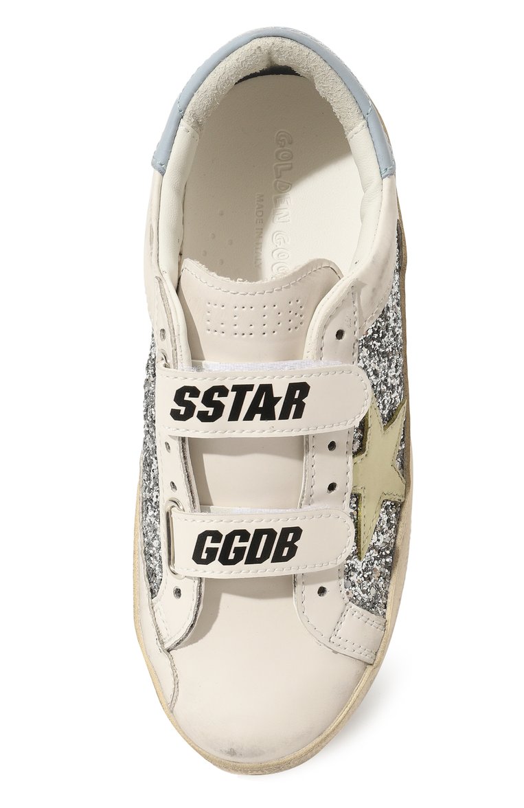 Детские кеды superstar GOLDEN GOOSE DELUXE BRAND серебряного цвета, арт. GYF00144.F004681 | Фото 4 (Материал внешний: Экокожа; Девочки Кросс-КТ: Обувь-низкие; Материал сплава: Проставлено; Нос: Не проставлено)