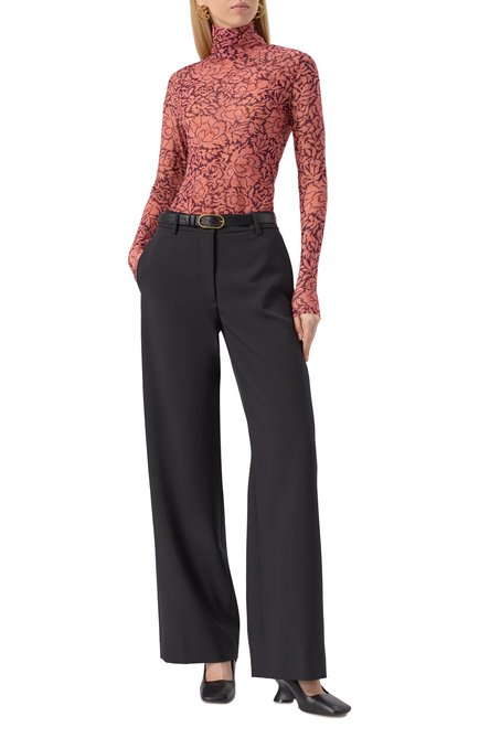 Женские шерстяные брюки DRIES VAN NOTEN черного цвета, арт. 251-010900-1381 | Фото 2 (Драгоценные камни: Проставлено; Материал сплава: Проставлено; Длина (брюки, джинсы): Удлиненные; Материал внешний: Шерсть)