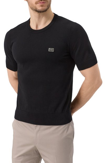 Хлопковый джемпер DOLCE & GABBANA черного цвета по цене 95050 руб., арт. GXX03T/JBCE9, фото 3 Хлопковый джемпер DOLCE & GABBANA, арт. GXX03T/JBCE9, фото 3