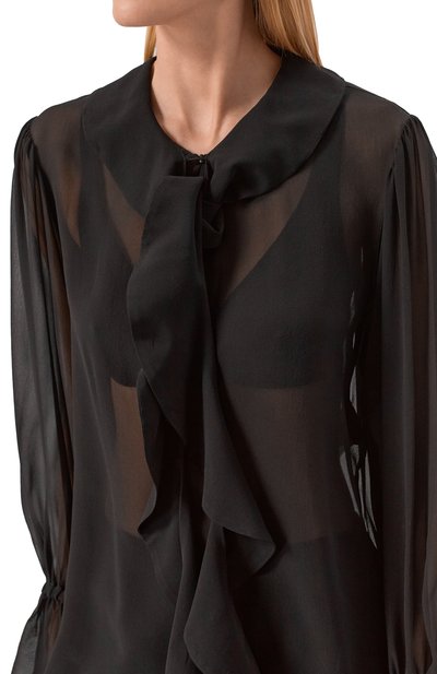 Шелковая блузка NINA RICCI черного цвета по цене 99500 руб., арт. 26PCT0021/SE1417, фото 5 Шелковая блузка NINA RICCI, арт. 26PCT0021/SE1417, фото 5