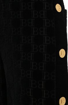 Женские хлопковые брюки BALMAIN черного цвета, арт. UF15362/I500 | Фото 6 (Материал внешний: Хлопок; Длина (брюки, джинсы): Стандартные; Женское Кросс-КТ: Брюки-одежда; Силуэт Ж (брюки и джинсы): Широкие; Стили: Кэжуэл; Материал сплава: Проставлено; Драгоценные камни: Проставлено)