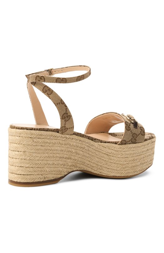 Текстильные босоножки Gucci 816692/H6320 Бежевый  816692/H6320 Фото 5