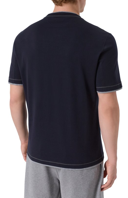 Хлопковая футболка Brunello Cucinelli M0B137451G Синий  M0B137451G Фото 4