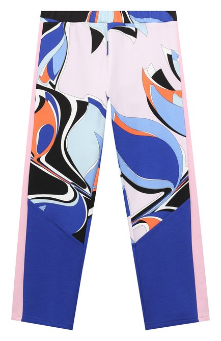 Детские хлопковые брюки EMILIO PUCCI разноцветного цвета, арт. 9N6140/ND760/10-14 | Фото 1 (Материал внешний: Хлопок; Девочки Кросс-КТ: Брюки-одежда; Ростовка одежда: 10 - 11 лет | 140 - 146см)