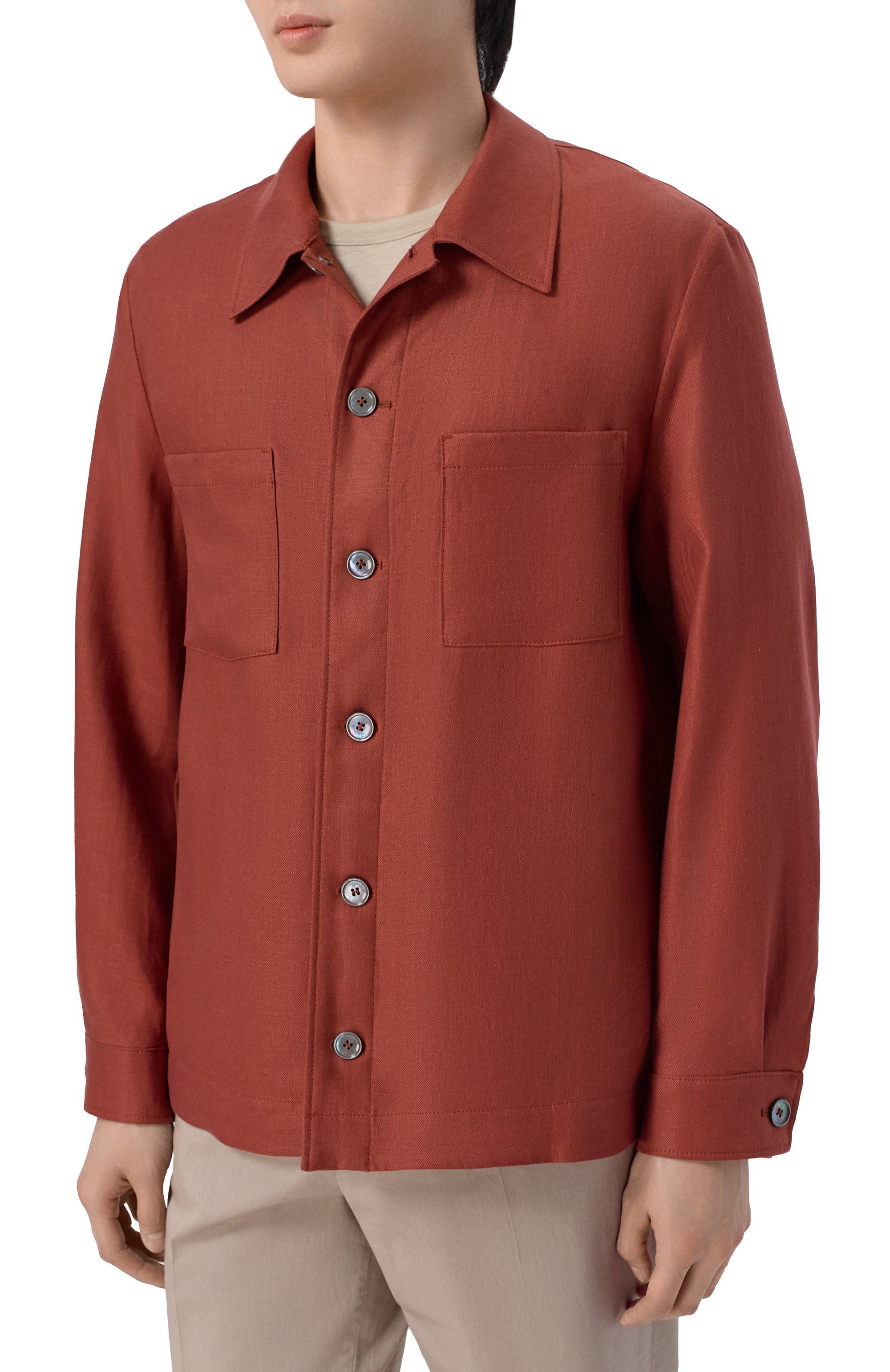 Льняная рубашка BOSS CAMEL коричневого цвета по цене 119500 руб., арт. 50561406, фото 3 Льняная рубашка BOSS CAMEL, арт. 50561406, фото 3