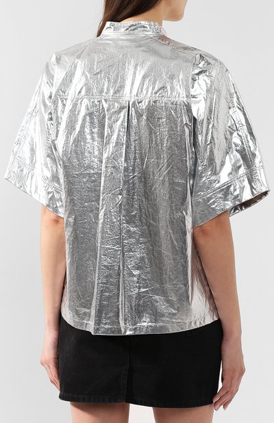 Хлопковая блузка ISABEL MARANT серебряного цвета по цене 42950 руб., арт. HT1486-19E007I/TREN, фото 4 Хлопковая блузка ISABEL MARANT, арт. HT1486-19E007I/TREN, фото 4