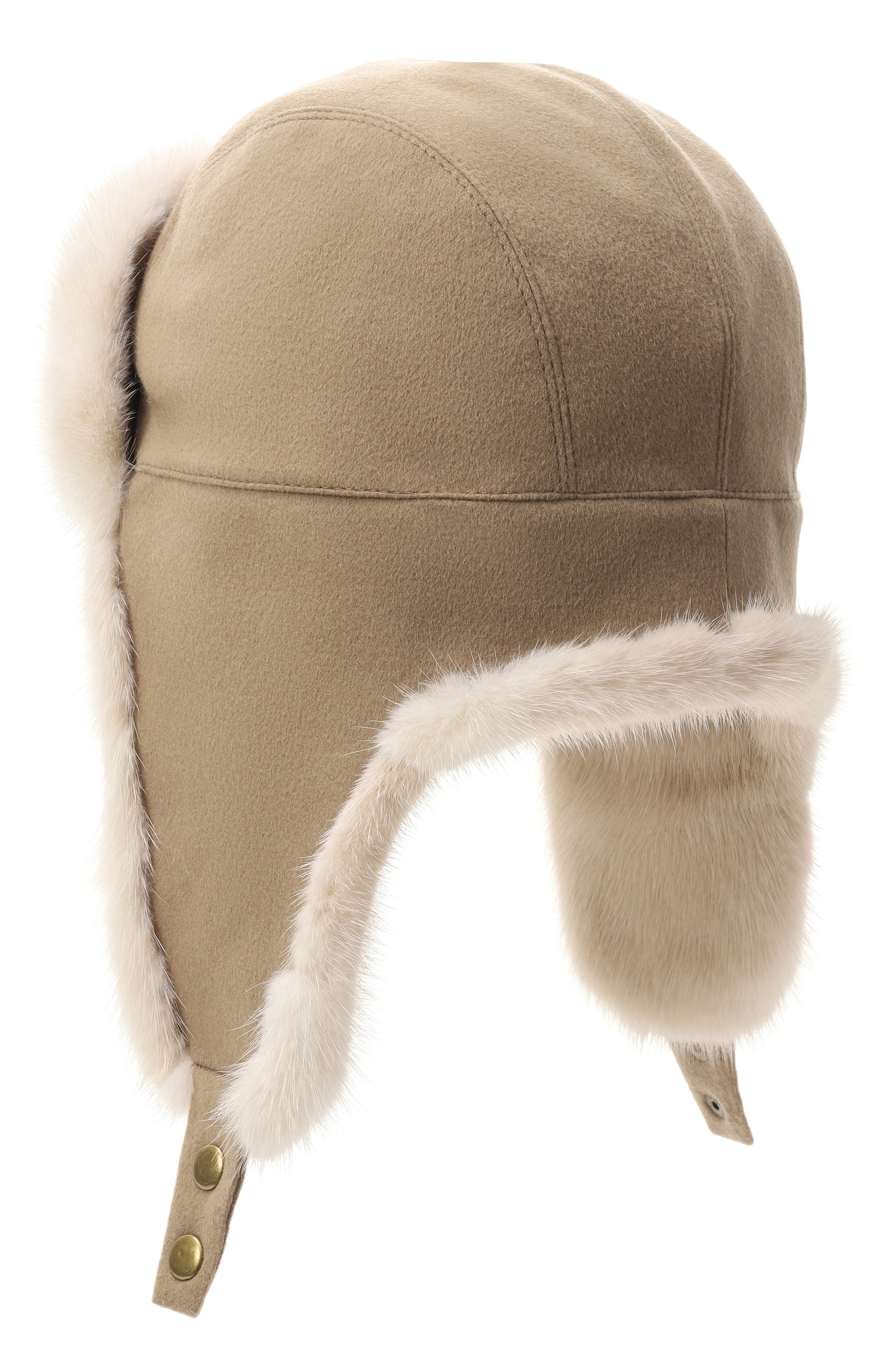 Меховая шапка-ушанка из норки и кашемира VICTORIA KUSENKOVA бежевого цвета по цене 100320 руб., арт. 1091096100153, фото 2 Меховая шапка-ушанка из норки и кашемира VICTORIA KUSENKOVA, арт. 1091096100153, фото 2