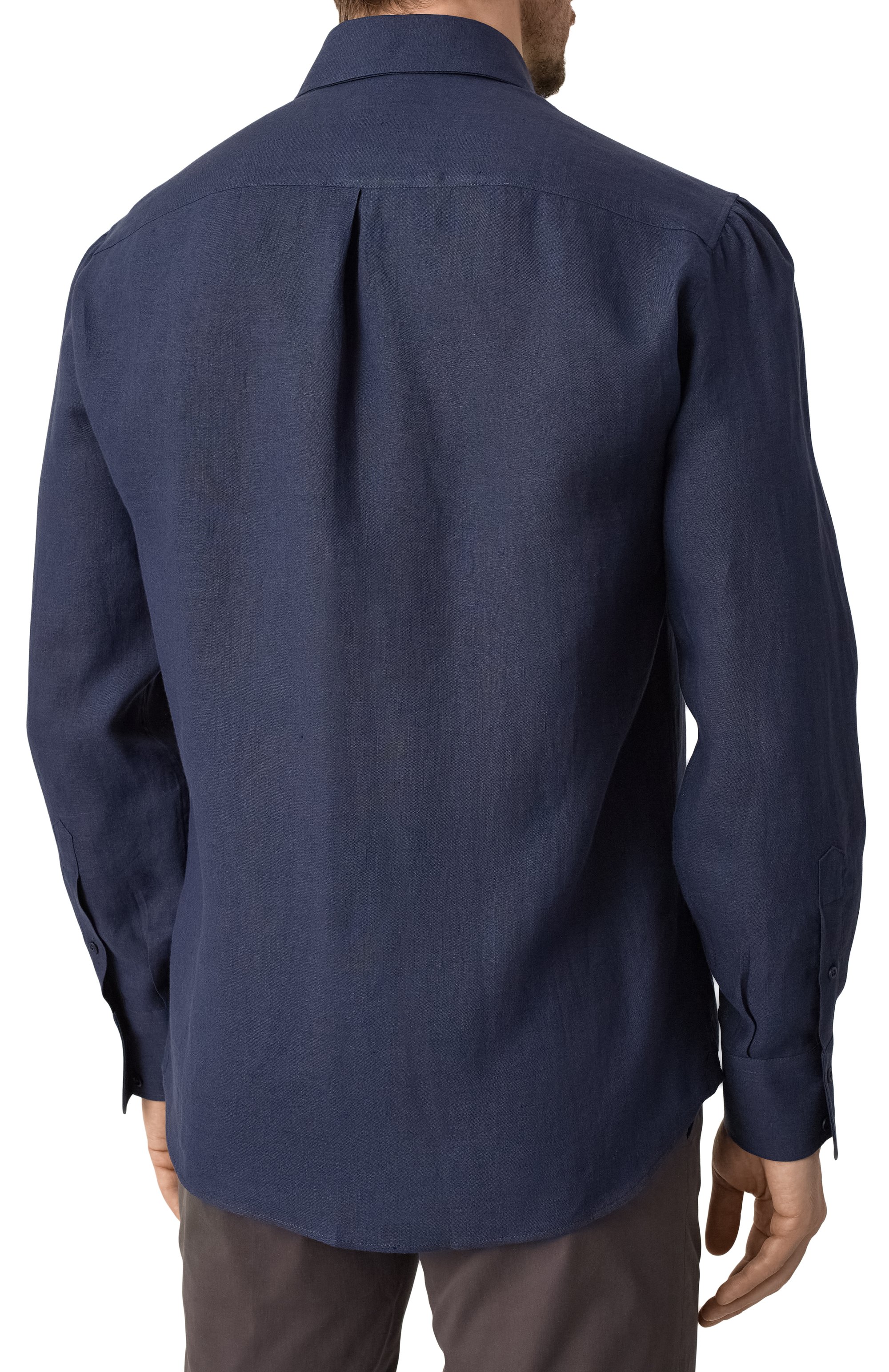 Льняная рубашка BRUNELLO CUCINELLI темно-синего цвета по цене 74600 руб., арт. MM6950028, фото 4 Льняная рубашка BRUNELLO CUCINELLI, арт. MM6950028, фото 4