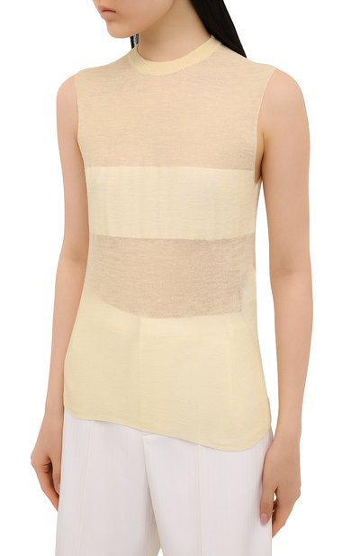 Шерстяной топ JIL SANDER желтого цвета по цене 79950 руб., арт. JSWS754303-WSY21298, фото 3 Шерстяной топ JIL SANDER, арт. JSWS754303-WSY21298, фото 3