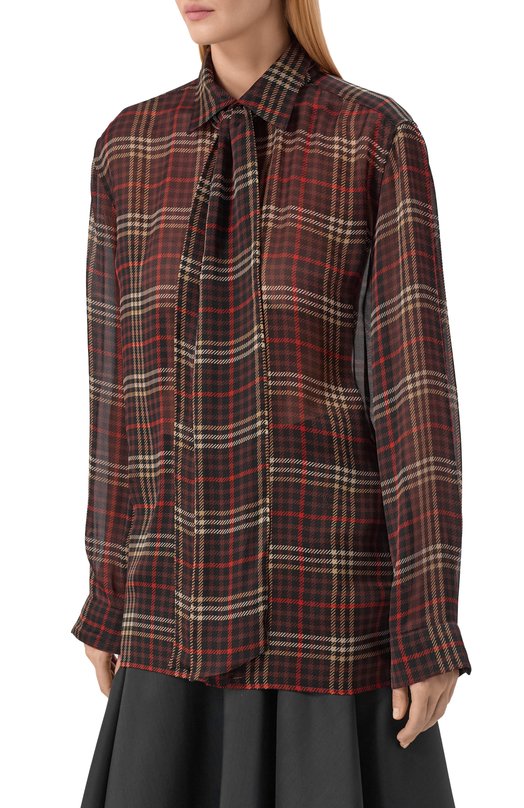 Шелковая блузка Saint Laurent 838125/Y3H84 Коричневый  838125/Y3H84 Фото 3