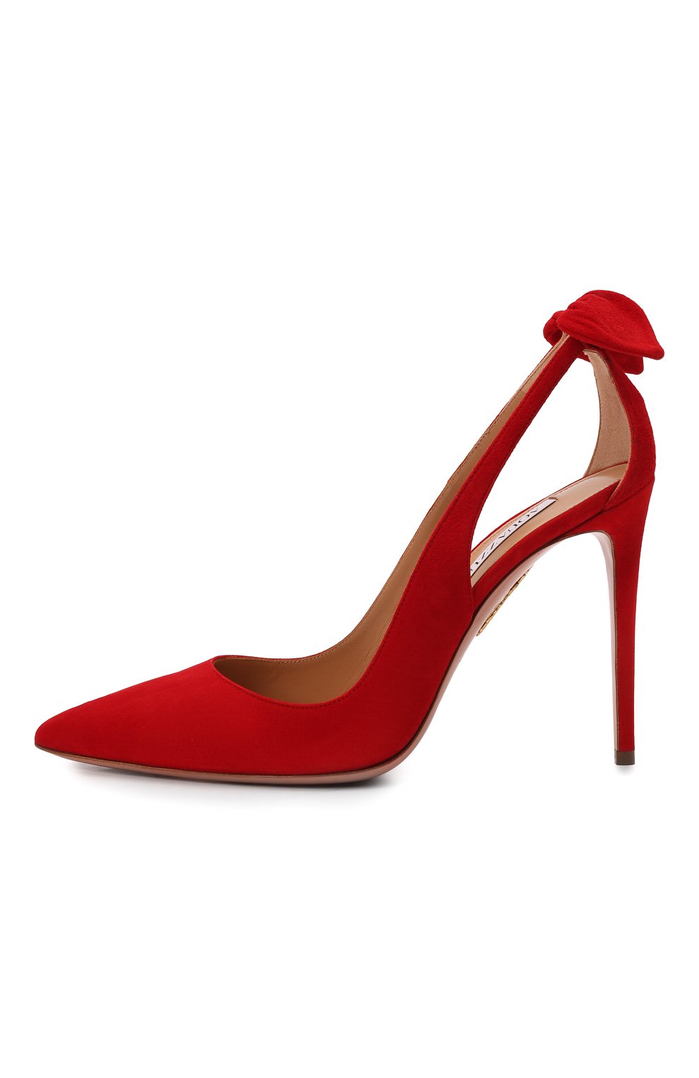 Замшевые туфли bow tie 105 AQUAZZURA красного цвета по цене 76950 руб., арт. DENHIGP0-SUE-F00, фото 3 Замшевые туфли bow tie 105 AQUAZZURA, арт. DENHIGP0-SUE-F00, фото 3