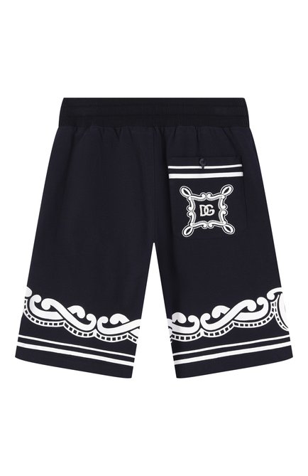 Детские хлопковые шорты DOLCE & GABBANA темно-синего цвета, арт. L4JQU7/G700B/8-14 | Фото 2 (Нос: Не проставлено; Материал сплава: Проставлено)