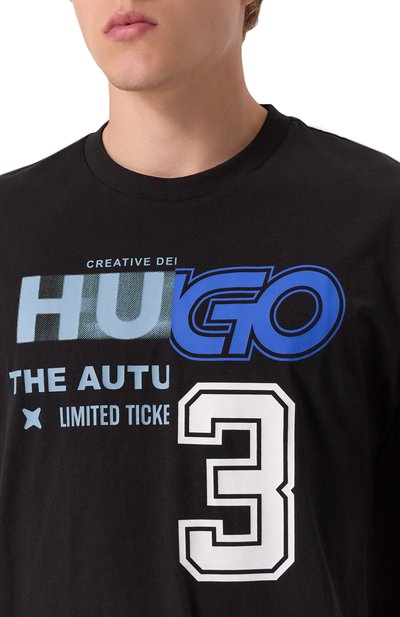 Хлопковая футболка HUGO BLUE черного цвета по цене 7490 руб., арт. 50544168, фото 5 Хлопковая футболка HUGO BLUE, арт. 50544168, фото 5