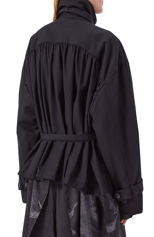 Хлопковый тренч Ann Demeulemeester B0013117/FA431 Чёрный  B0013117/FA431 Фото 4