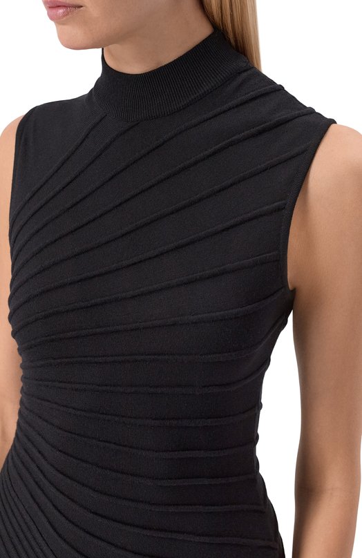 Шерстяное платье Alaia AA9R2569K162C Чёрный  AA9R2569K162C Фото 4