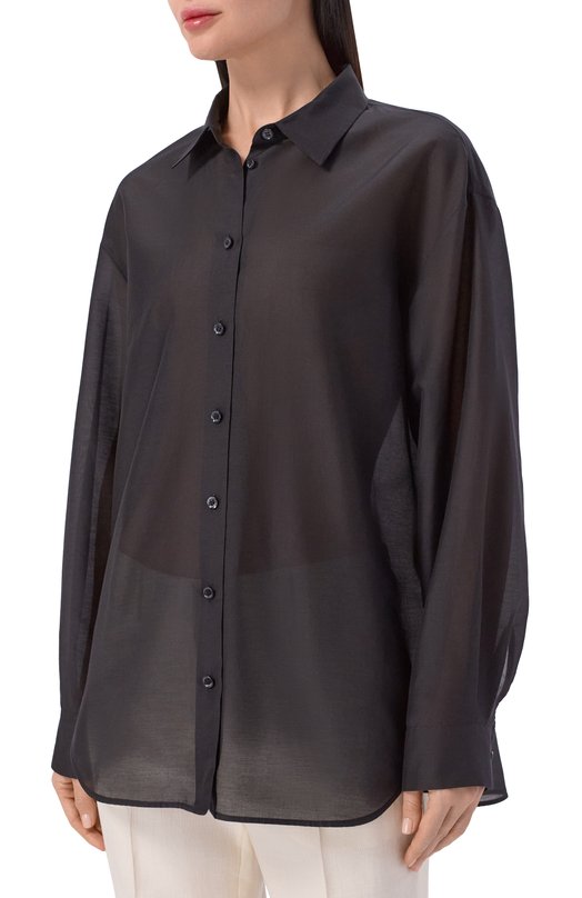 Рубашка из хлопка и шелка 12 STOREEZ 137689 Чёрный  137689 Фото 3