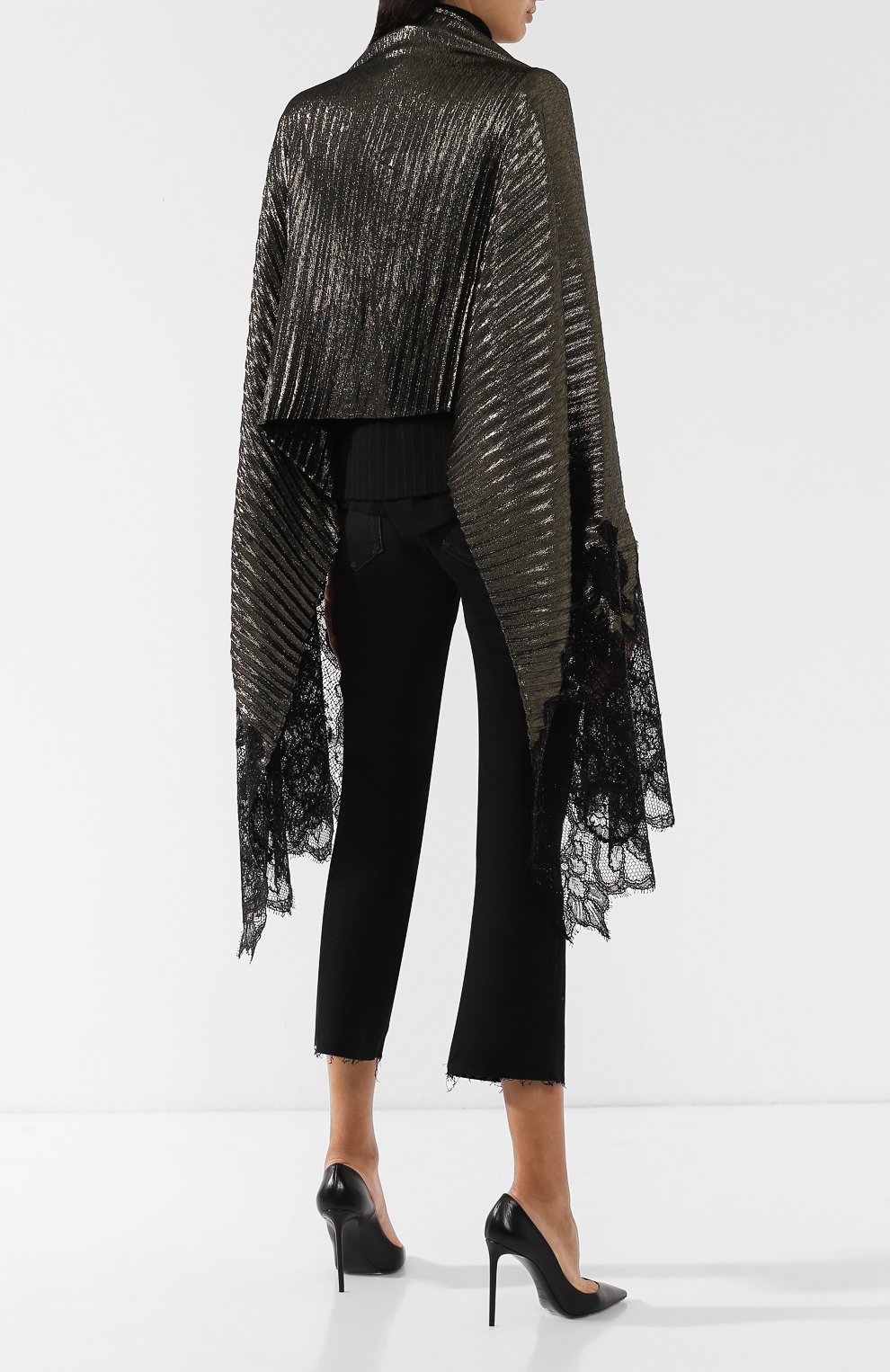 Плиссированный шарф с кружевной вставкой VALENTINO, арт. QT2EEA00/UVK, фото 4