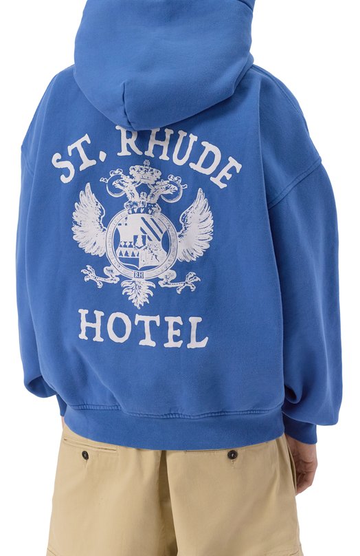 Хлопковое худи Rhude RHPF25H001012 Голубой  RHPF25H001012 Фото 4