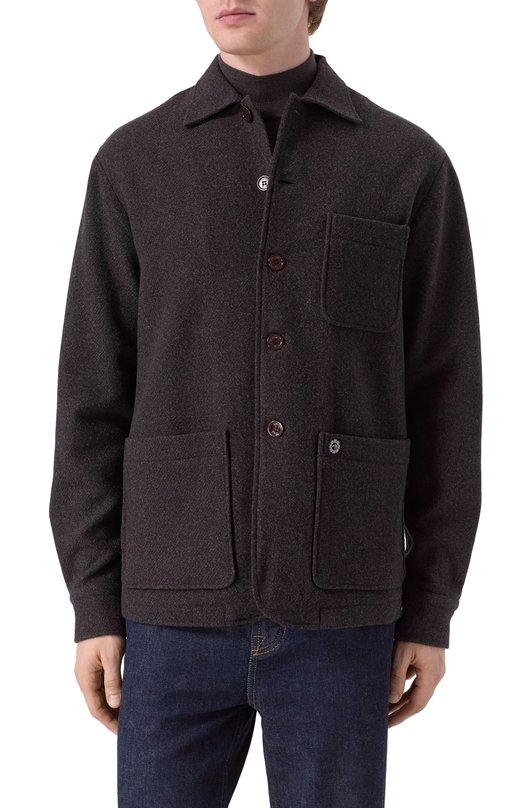 Куртка-рубашка из шерсти и кашемира Stefano Ricci SP007986/WC005R Коричневый  SP007986/WC005R Фото 3