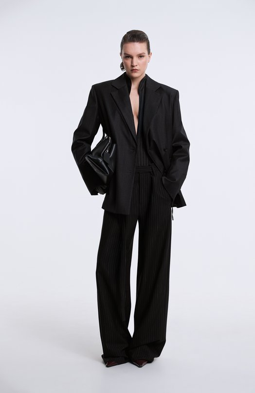 Шерстяные брюки Ann Demeulemeester 2402-W-TR01-FA516-D0091 Чёрно-белый  2402-W-TR01-FA516-D0091 Фото 6