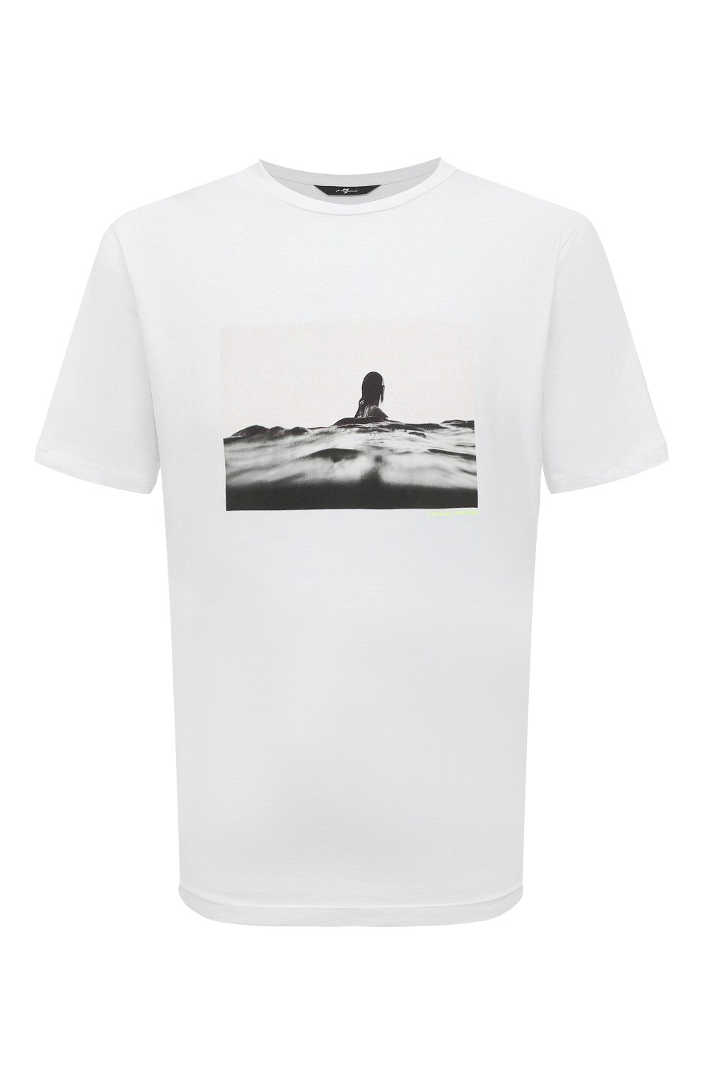 Хлопковая футболка 7 FOR ALL MANKIND белого цвета по цене 10450 руб., арт. JSLM332PWH, фото 1 Хлопковая футболка 7 FOR ALL MANKIND, арт. JSLM332PWH, фото 1