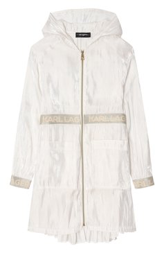 Детский плащ KARL LAGERFELD KIDS молочного цвета, арт. Z30490 | Фото 1 (Рукава: Длинные; Кросс-КТ: Демисезон; Материал внешний: Синтетический материал; Ростовка одежда: 7 лет | 122 см, 9 лет | 134 см, 13 - 15 лет | 158 см, 12 лет | 152 см, 16 лет | 164 см)