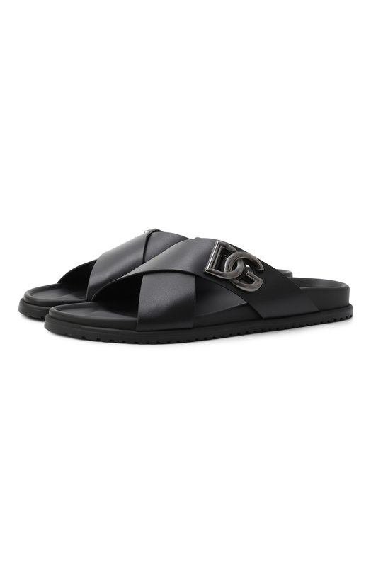 Кожаные шлепанцы Dolce & Gabbana A80525/A9Q67 Чёрный A80525/A9Q67