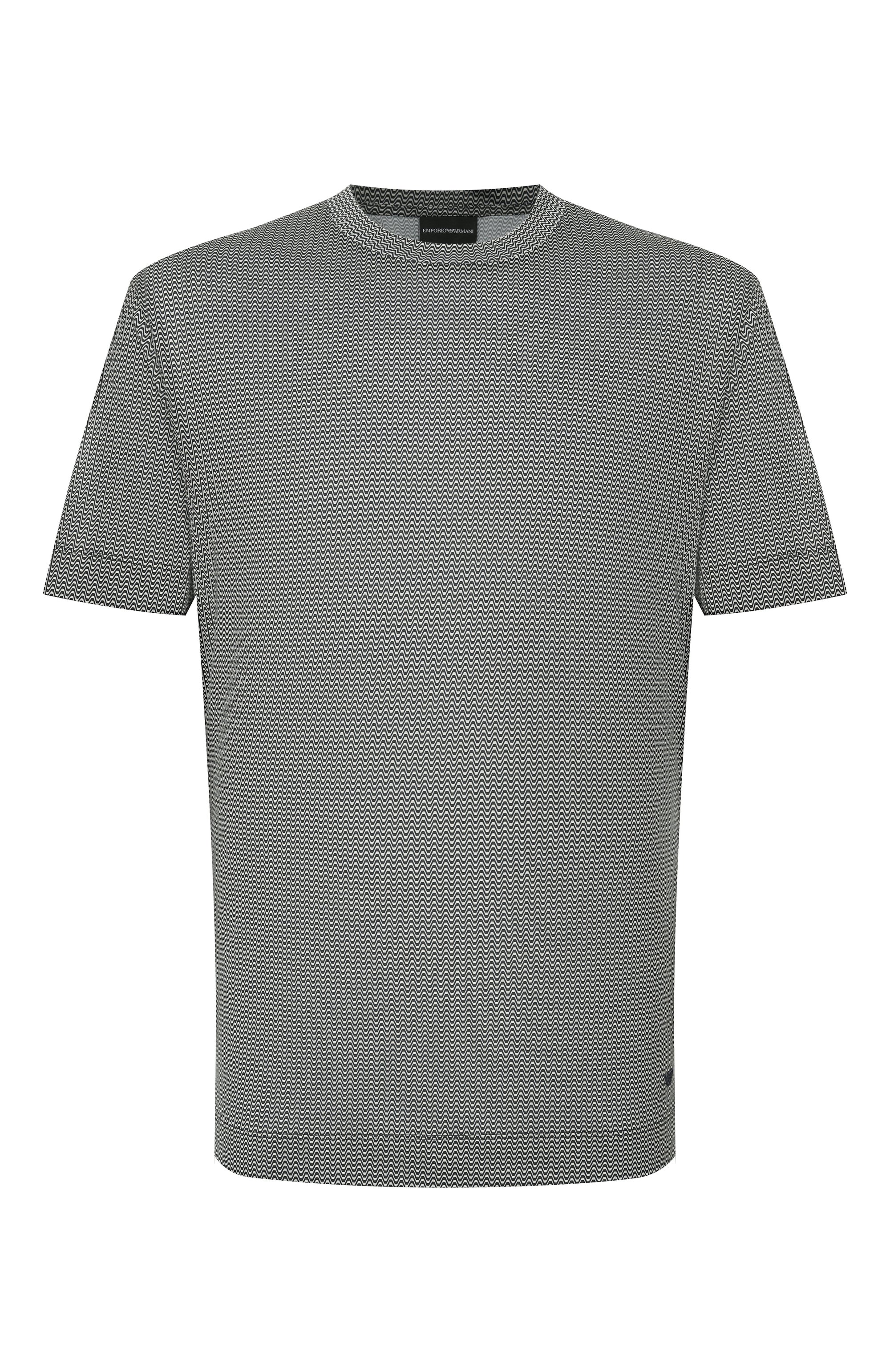 Футболка из лиоцелла и хлопка EMPORIO ARMANI черно-белого цвета по цене 21700 руб., арт. EM005270/AF24857, фото 1 Футболка из лиоцелла и хлопка EMPORIO ARMANI, арт. EM005270/AF24857, фото 1