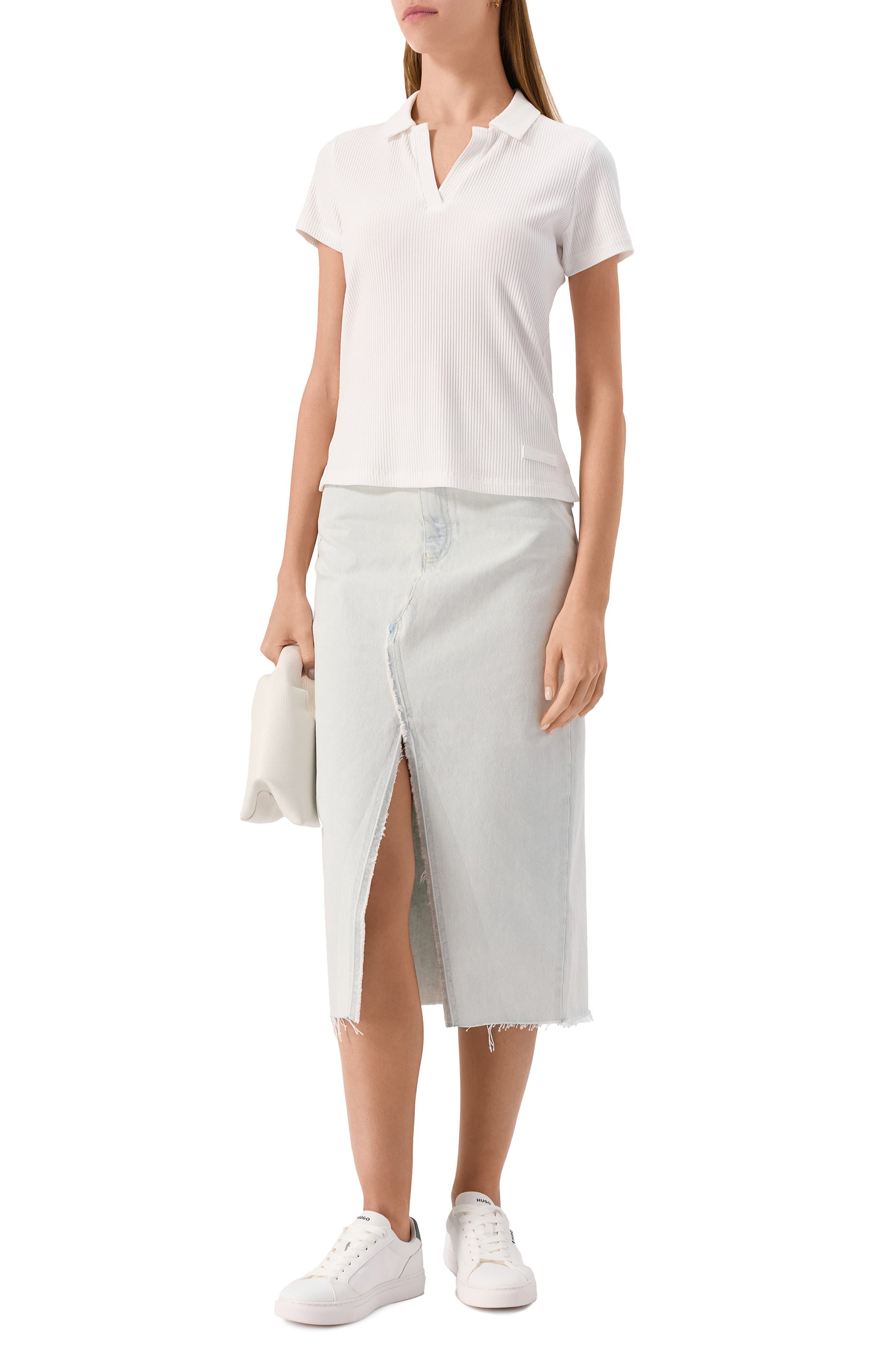 Поло из вискозы EA7 белого цвета по цене 14050 руб., арт. 7W000490/AF12654, фото 2 Поло из вискозы EA7, арт. 7W000490/AF12654, фото 2