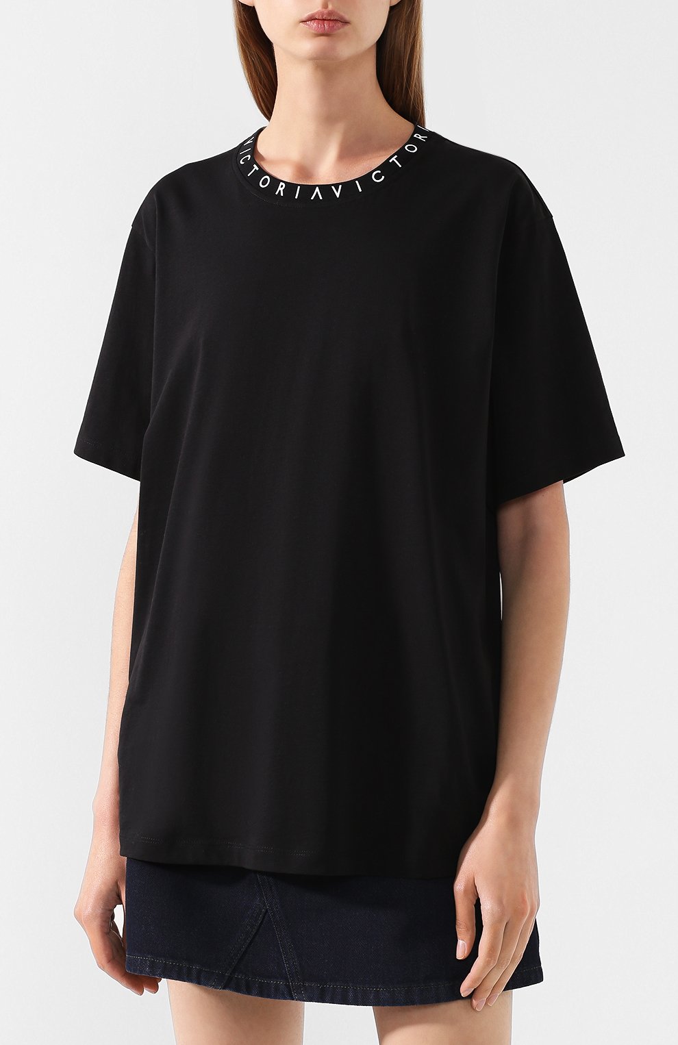 Хлопковая футболка VICTORIA, VICTORIA BECKHAM черного цвета по цене 8620 руб., арт. JYVV 072E PAW19 C0TT0N JERSEY, фото 3 Хлопковая футболка VICTORIA, VICTORIA BECKHAM, арт. JYVV 072E PAW19 C0TT0N JERSEY, фото 3