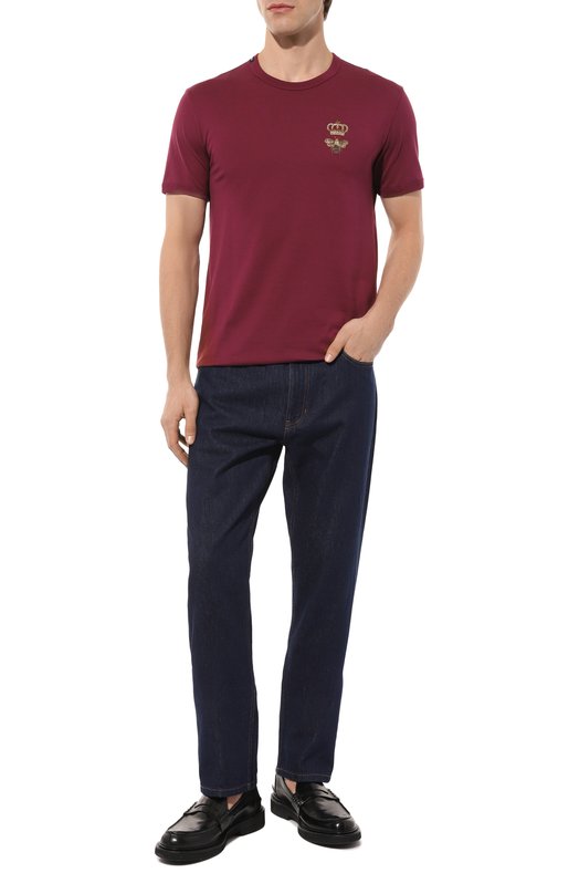 Хлопковая футболка Dolce & Gabbana G8PV1Z/G7WUQ Бордовый  G8PV1Z/G7WUQ Фото 2