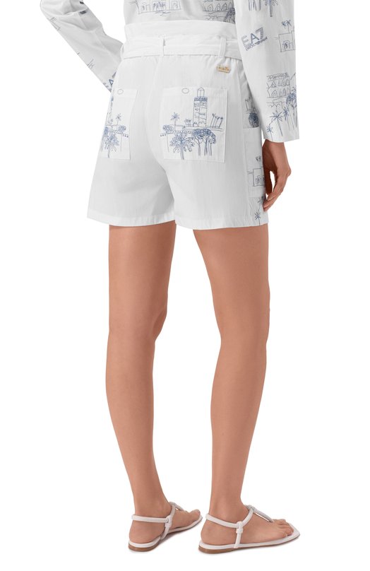 Хлопковые шорты EA7 7W001026/AF21126 Белый  7W001026/AF21126 Фото 4