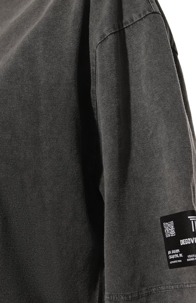 Хлопковая футболка DIEGO VENTURINO темно-серого цвета по цене 16400 руб., арт. FW22-DV TS0 PATCH_WMN, фото 5 Хлопковая футболка DIEGO VENTURINO, арт. FW22-DV TS0 PATCH_WMN, фото 5