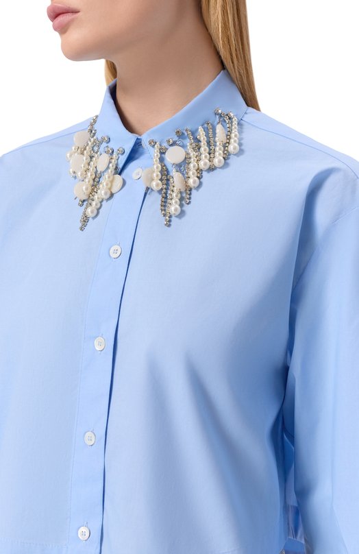 Хлопковая рубашка Pinko 105620/A2EU Голубой  105620/A2EU Фото 5