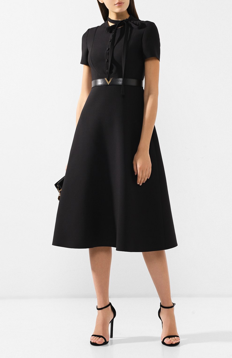Платье из смеси шерсти и шелка VALENTINO черного цвета по цене 299500 руб., арт. RB3VAKY61CF, фото 2 Платье из смеси шерсти и шелка VALENTINO, арт. RB3VAKY61CF, фото 2