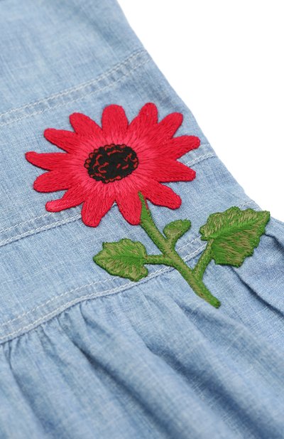 Хлопковый сарафан с аппликацией и декоративными бантами GUCCI голубого цвета по цене 46600 руб., арт. 457161/XR513, фото 3 Хлопковый сарафан с аппликацией и декоративными бантами GUCCI, арт. 457161/XR513, фото 3