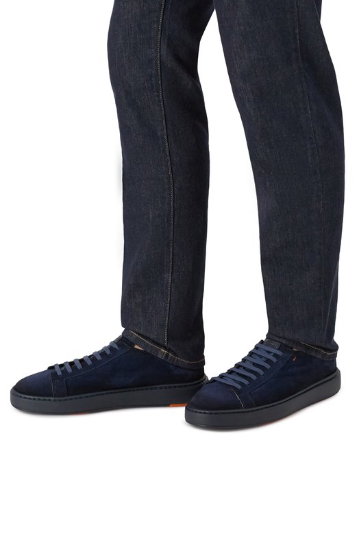 Замшевые кеды Cleanic Santoni MBCG215710CACA0L Синий  MBCG215710CACA0L Фото 3