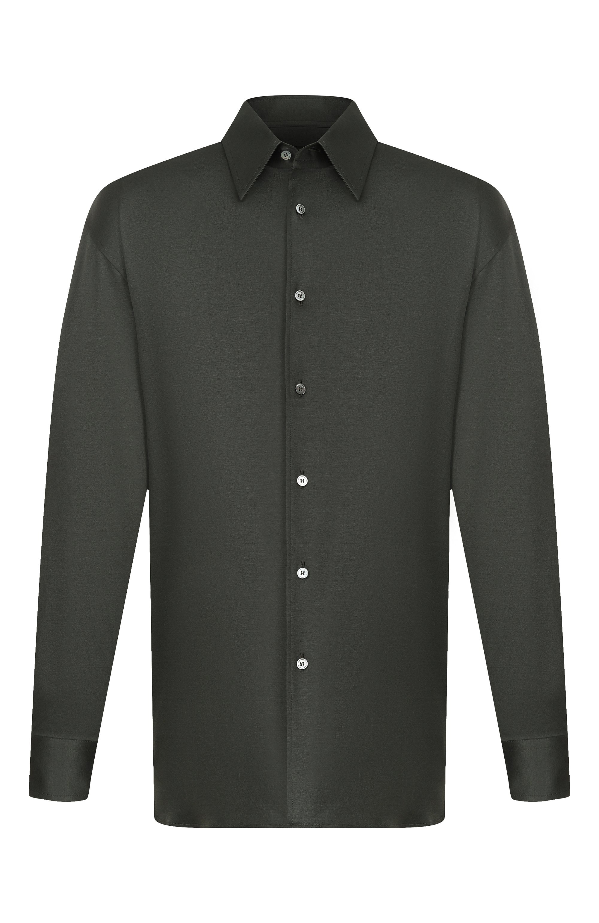 Хлопковая рубашка ZILLI темно-зеленого цвета по цене 131000 руб., арт. ZSSH20M0100V00000_001, фото 1 Хлопковая рубашка ZILLI, арт. ZSSH20M0100V00000_001, фото 1
