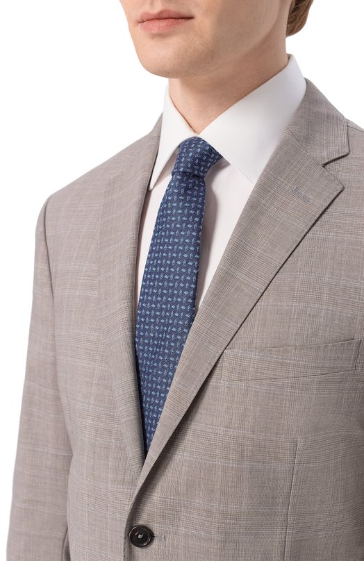 Галстук из шелка и льна Zilli CRAV02M0617VMDG00 Синий  CRAV02M0617VMDG00 Фото 2